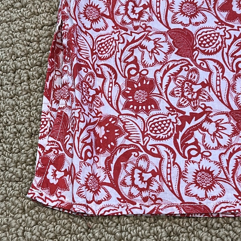 Derek Lam Red Vintage Floral Sleeveless Top Ruffle Button Neckline size 6 Boho - Picture 11 of 15